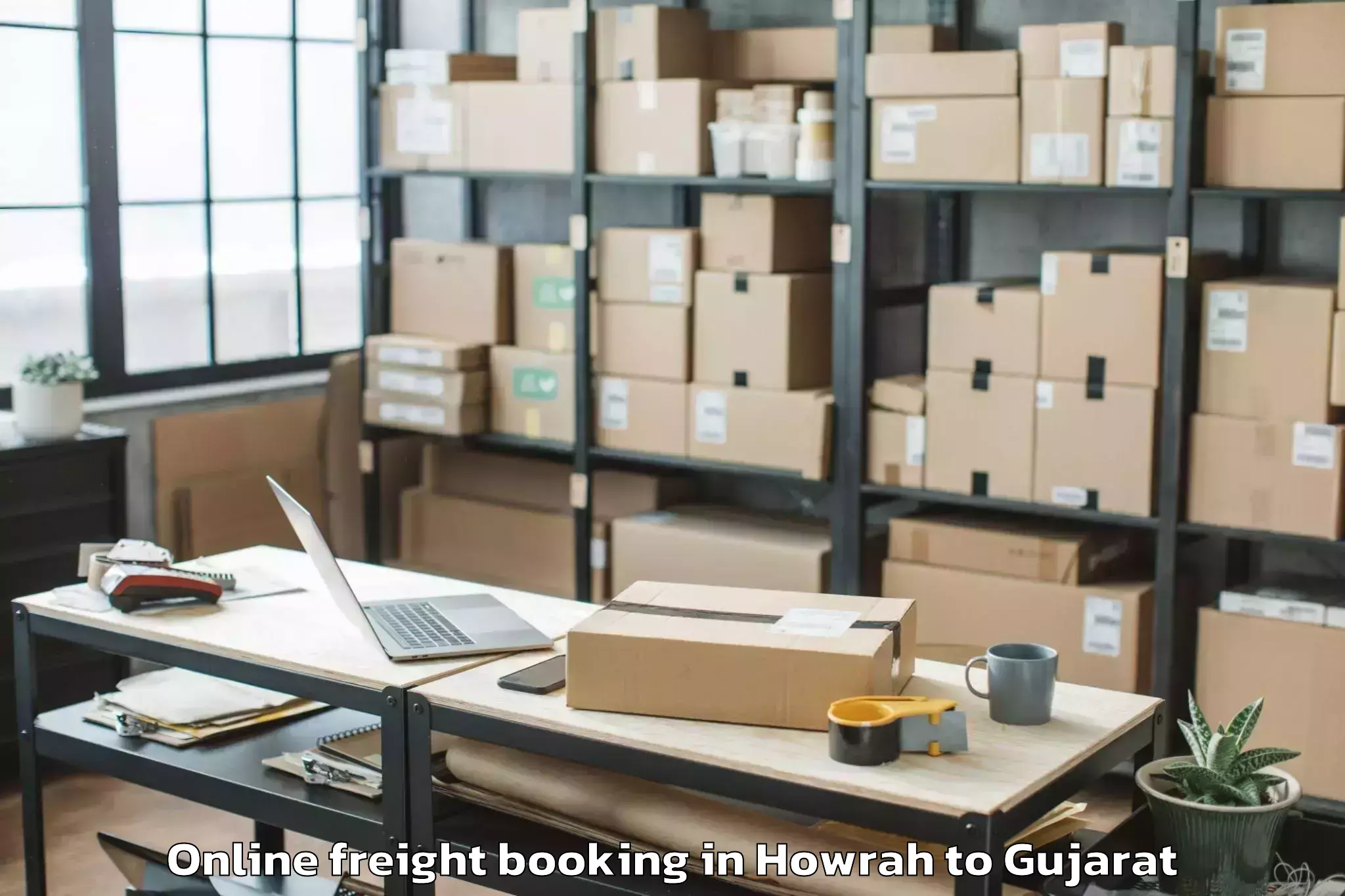 Top Howrah to Naliya Online Freight Booking Available